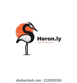 Logo Vector Ilustración Estilo Mascota Simple Heron.