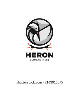Vektorlogo Illustration Heron Simple Mascot Style.