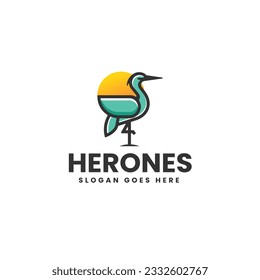 Vector Logo Illustration Heron Simple Mascot Style