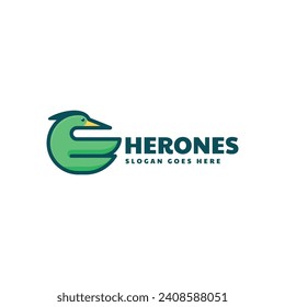 Logotipo vectorial Ilustración Heron Estilo de mascota simple