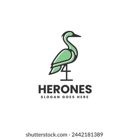 Vector Logo Illustration Heron Simple Mascot Style