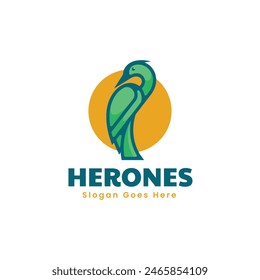 Vector Logo Illustration Heron Simple Mascot Style