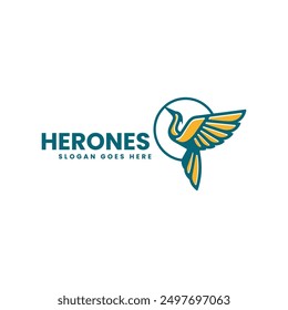 Vector Logo Illustration Heron Simple Mascot Style