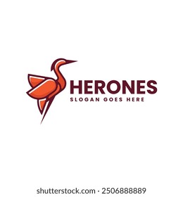 Vector Logo Illustration Heron Simple Mascot Style