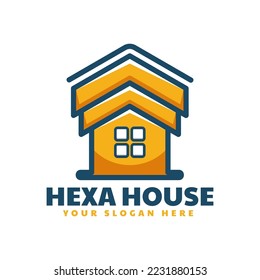 Logotipo vectorial Ilustración Hexa House Estilo de mascota simple