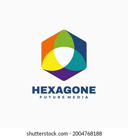 Vector Logo Illustration Hexagon Color Mascot Style.