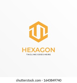 Vector Logo Illustration Hexagon Flat Color Line Art Style