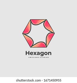 Vector Logo Illustration Hexagon Gradient Colorful Style.