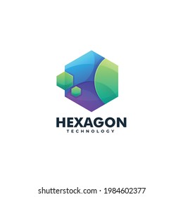 Ilustración del logotipo del vector Estilo de color gradiente hexagonal.