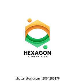 Vector Logo Illustration Hexagon Gradient Colorful Style.