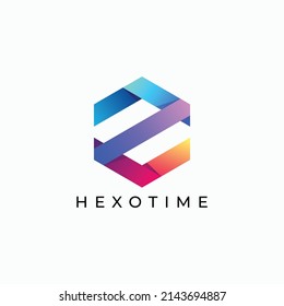 Vector Logo Illustration Hexagon Gradient Colorful Style.