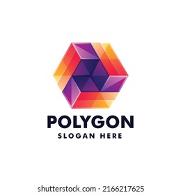 Vector Logo Illustration Hexagon Gradient Colorful Style.