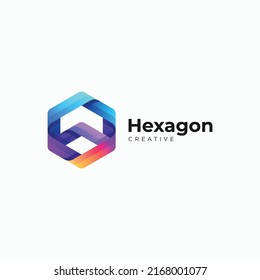 Vector Logo Illustration Hexagon Gradient Colorful Style.