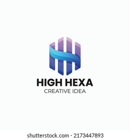 Ilustración del logotipo vectorial Estilo de color gradiente hexagonal.