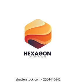 Ilustración del logotipo vectorial Estilo de color gradiente hexagonal.