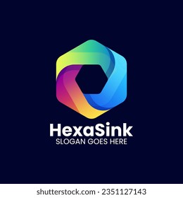 Ilustración del logotipo del vector Estilo de color gradiente hexagonal
