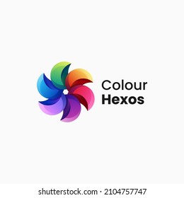 Vector Logo Illustration Hexos Gradient Colorful Style.