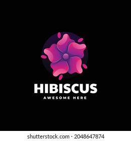 Vector Logo Illustration Hibiscus Gradient Colorful Style.