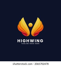 Vector Logo Illustration High Wing Gradient Colorful Style.