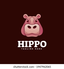 Vector Logo Illustration Hippo Gradient Colorful Style.