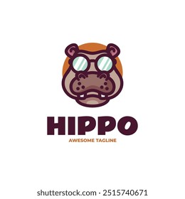 Ilustração de logotipo de vetor Hippo Mascote Estilo de Desenho Animado