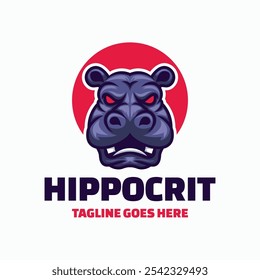 Vector Logo Illustration Hippo Mascot Cartoon Style