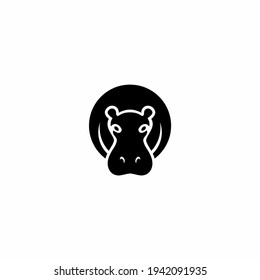Vector Logo Illustration of Hippo in monochrome Style.