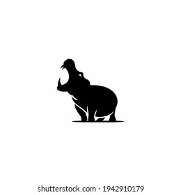 Vector Logo Illustration of Hippo in monochrome Style.