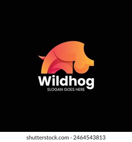 Vector Logo Illustration Hog Gradient Colorful Style