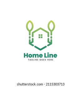 Vector Logo Illustration Home Gradient Line Art Style.