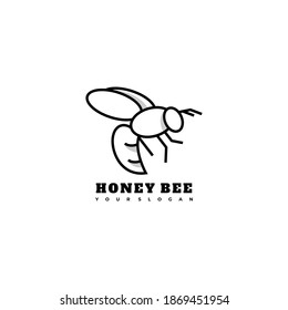 Vector Logo Illustration Honey Bee Line Art Style.