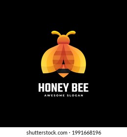 Vector Logo Illustration Honeybee Gradient Colorful Style.