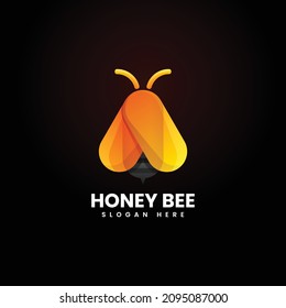 Vector Logo Illustration Honeybee Gradient Colorful Style.