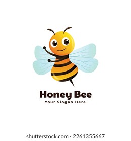 Vector Logo Illustration Honeybee Gradient Style.