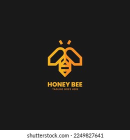 Vektorlogo Illustration Honeybee Line Art Gradient Style.