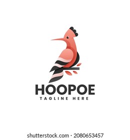 Vector Logo Illustration Hoopoe Gradient Colorful Style.