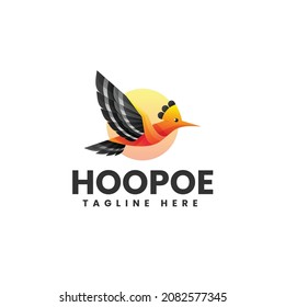 Vector Logo Illustration Hoopoe Gradient Colorful Style.