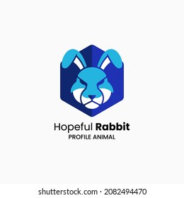 Vector Logo Illustration Hopeful Rabbit Gradient Colorful Style.