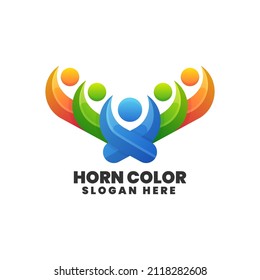 Vector Logo Illustration Horn Gradient Colorful Style.