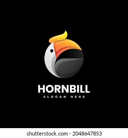 Vector Logo Illustration Hornbill Gradient Colorful Style.