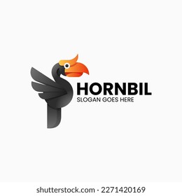 Vector Logo Illustration Hornbill Gradient Colorful Style