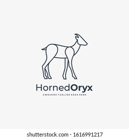 Vector Logo Illustration Horned Deer Line Art