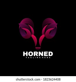 Vector Logo Illustration Horned Gradient Colorful Style.