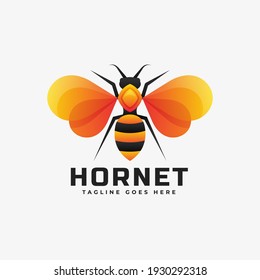 Vector Logo Illustration Hornet Gradient Colorful Style.