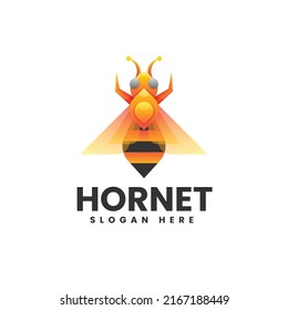 Vector Logo Illustration Hornet Gradient Colorful Style.