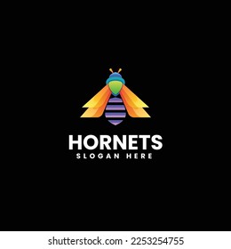 Vector Logo Illustration Hornet Gradient Colorful Style.
