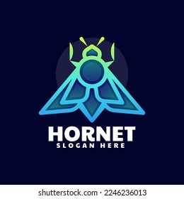 Vector Logo Illustration Hornet Line Art Gradient Style.