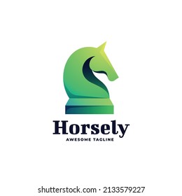 Vector Logo Illustration Horse Chess Gradient Colorful Style.