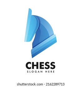 Vector Logo Illustration Horse Chess Gradient Colorful Style.