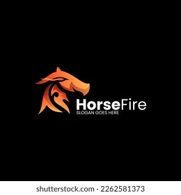 Vector Logo Illustration Horse Fire Gradient Colorful Style